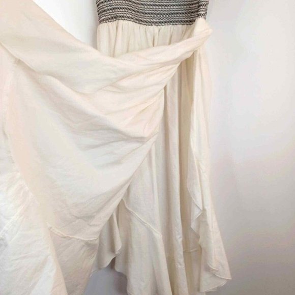 KISUII WMNS Sz S Smocked Black White Summer Midi Dress, Frill, Split Hem Layered - Picture 4 of 12